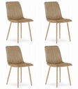 LAVA Stuhl – brauner Samt / holzfarbene Beine x 4