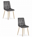LIBRA Stuhl – dunkelgrauer Samt / holzfarbene Beine x 2