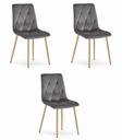 LIBRA Stuhl – dunkelgrauer Samt / holzfarbene Beine x 3