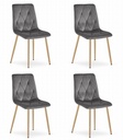 LIBRA Stuhl – dunkelgrauer Samt / holzfarbene Beine x 4