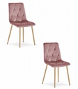 LIBRA Stuhl – rosa Samt / holzfarbene Beine x 2