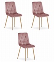 LIBRA Stuhl – rosa Samt / holzfarbene Beine x 3