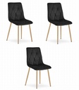 LIBRA Stuhl – schwarzer Samt / holzfarbene Beine x 3