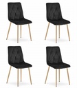 LIBRA Stuhl – schwarzer Samt / holzfarbene Beine x 4