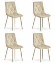 LIBRA Stuhl – hellbeiger Samt / holzfarbene Beine x 4