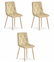 LIBRA Stuhl – beiger Samt / holzfarbene Beine x 3