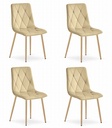 LIBRA Stuhl – beiger Samt / holzfarbene Beine x 4