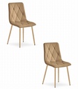 LIBRA Stuhl – brauner Samt / holzfarbene Beine x 2