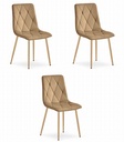 LIBRA Stuhl – brauner Samt / holzfarbene Beine x 3