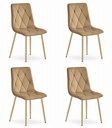 LIBRA Stuhl – brauner Samt / holzfarbene Beine x 4