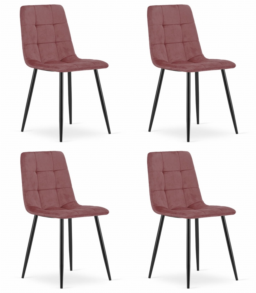 KARA Stuhl – rosa Samt / schwarze Beine x 4