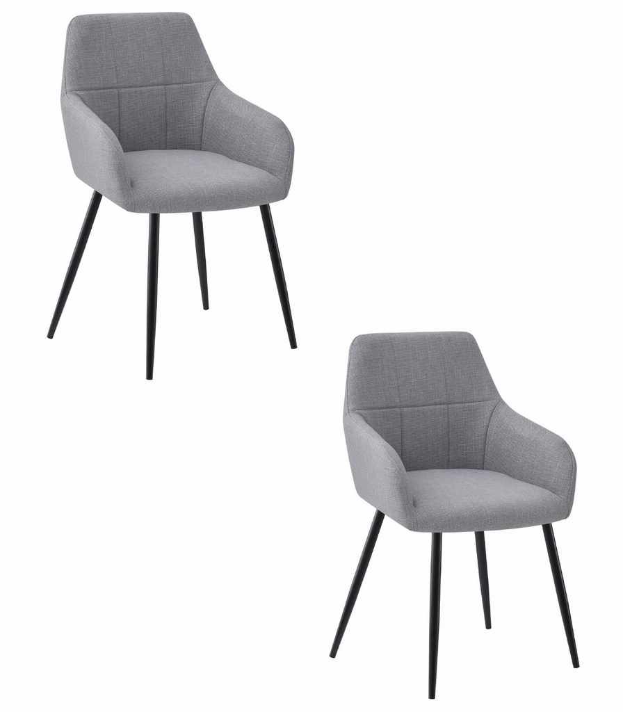 BENI Stuhl – hellgrauer Stoff / schwarze Beine x 2