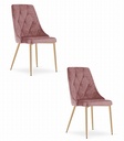 IMOLA Stuhl – rosa Samt / holzfarbene Beine x 2