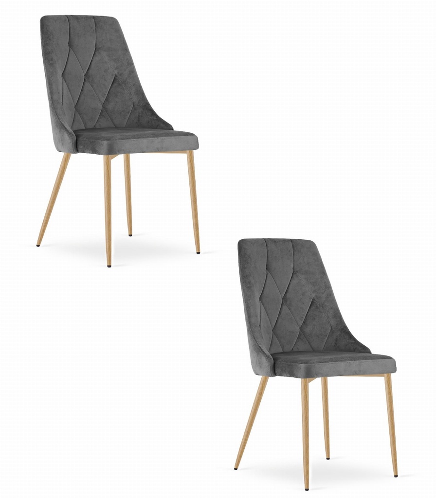 IMOLA Stuhl – dunkelgrauer Samt / holzfarbene Beine x 2