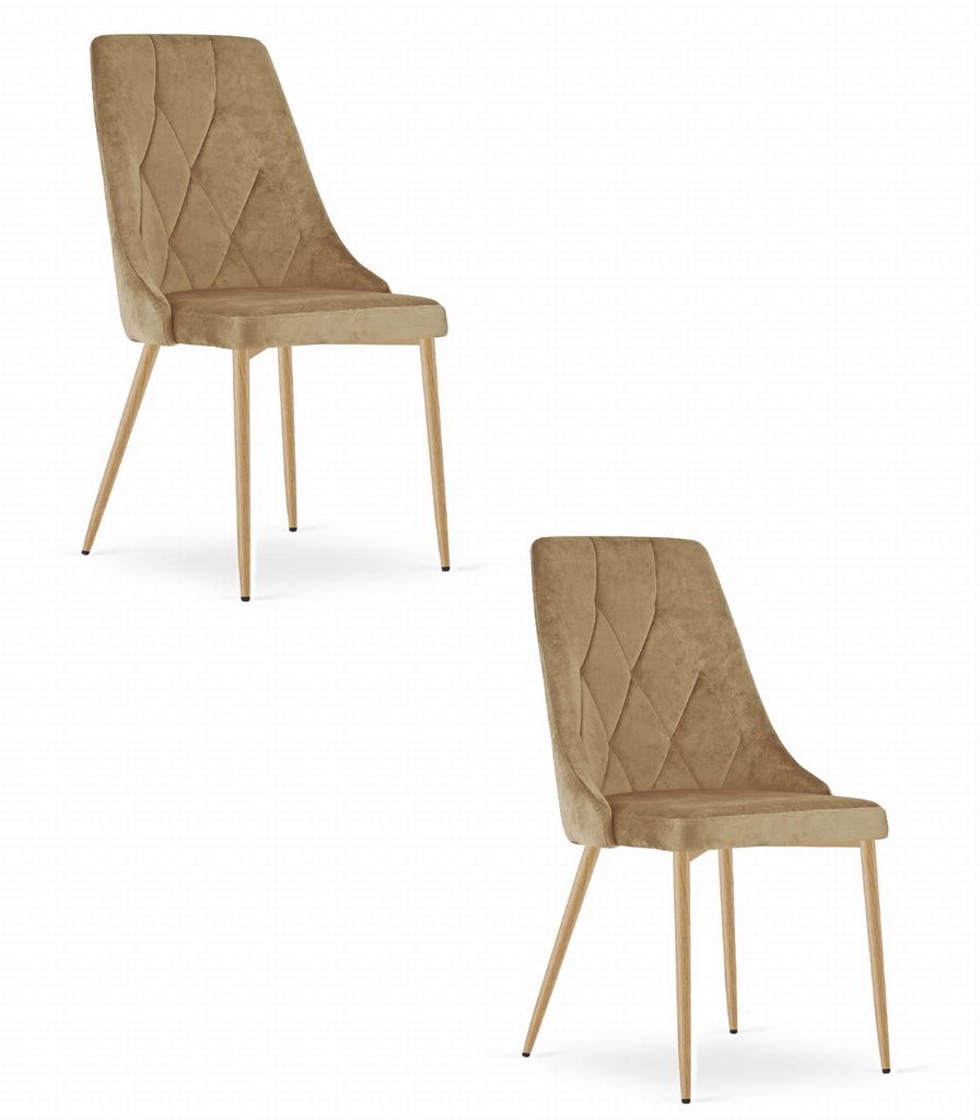 IMOLA Stuhl – brauner Samt / holzfarbene Beine x 2