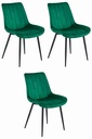 SOSA Stuhl – dunkelgrüner Samt / schwarze Beine x 3