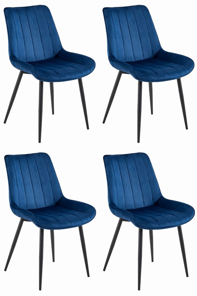 SOSA Stuhl – marineblauer Samt / schwarze Beine x 4