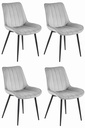 SOSA Stuhl – silbergrauer Samt / schwarze Beine x 4