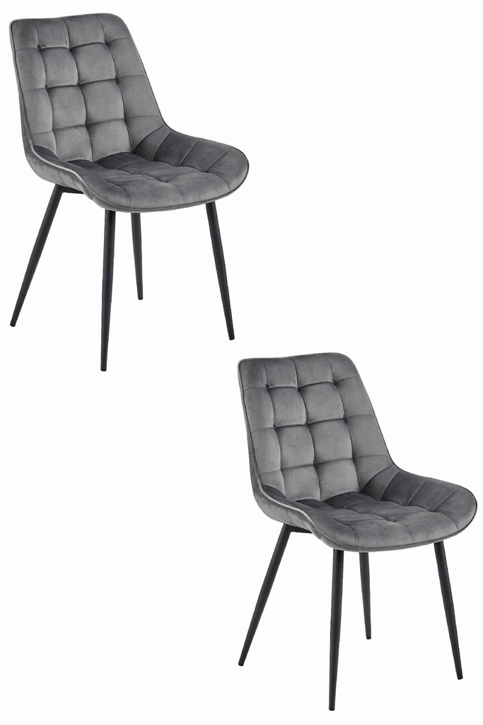 BERA Stuhl – dunkelgrauer Samt / schwarze Beine x 2