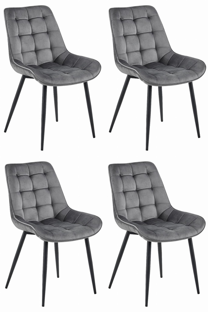 BERA Stuhl – dunkelgrauer Samt / schwarze Beine x 4