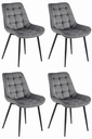 BERA Stuhl – dunkelgrauer Samt / schwarze Beine x 4