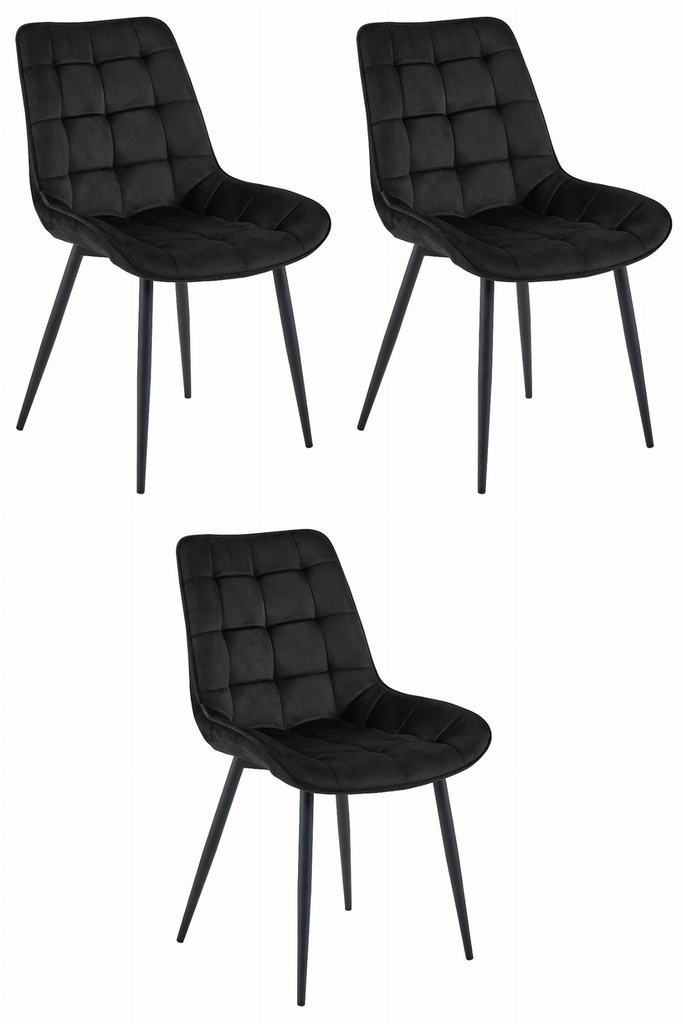 BERA Stuhl – schwarzer Samt / schwarze Beine x 3