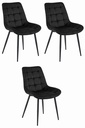BERA Stuhl – schwarzer Samt / schwarze Beine x 3