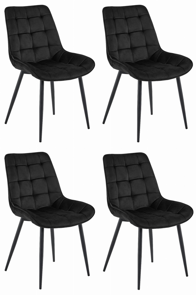 BERA Stuhl – schwarzer Samt / schwarze Beine x 4