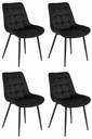 BERA Stuhl – schwarzer Samt / schwarze Beine x 4