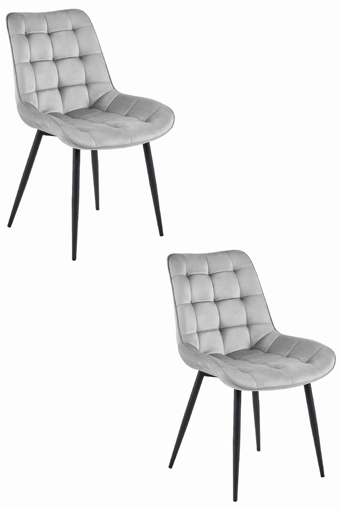 BERA Stuhl – silbergrauer Samt / schwarze Beine x 2
