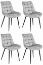 BERA Stuhl – silbergrauer Samt / schwarze Beine x 4