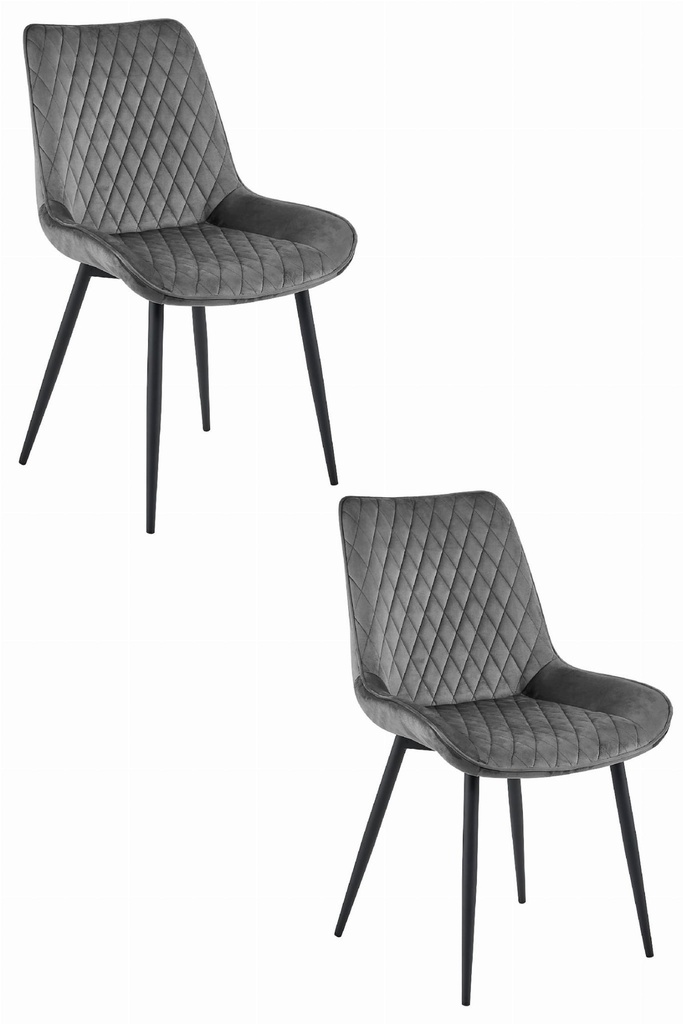 VERDO Stuhl – dunkelgrauer Samt / schwarze Beine x 2