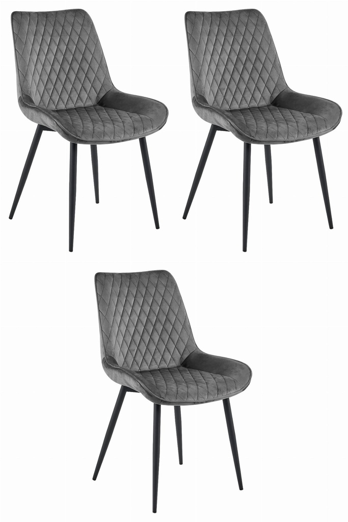 VERDO Stuhl – dunkelgrauer Samt / schwarze Beine x 3