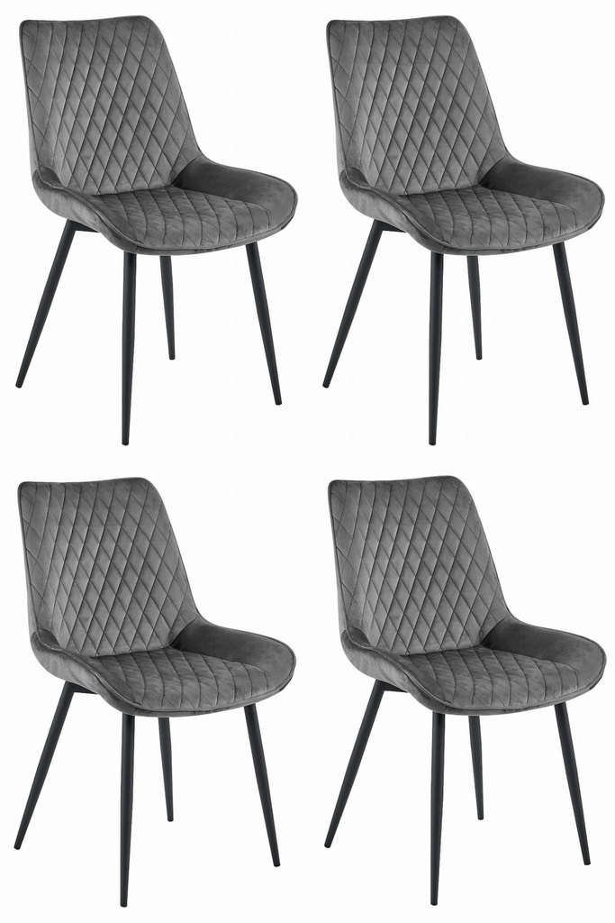 VERDO Stuhl – dunkelgrauer Samt / schwarze Beine x 4