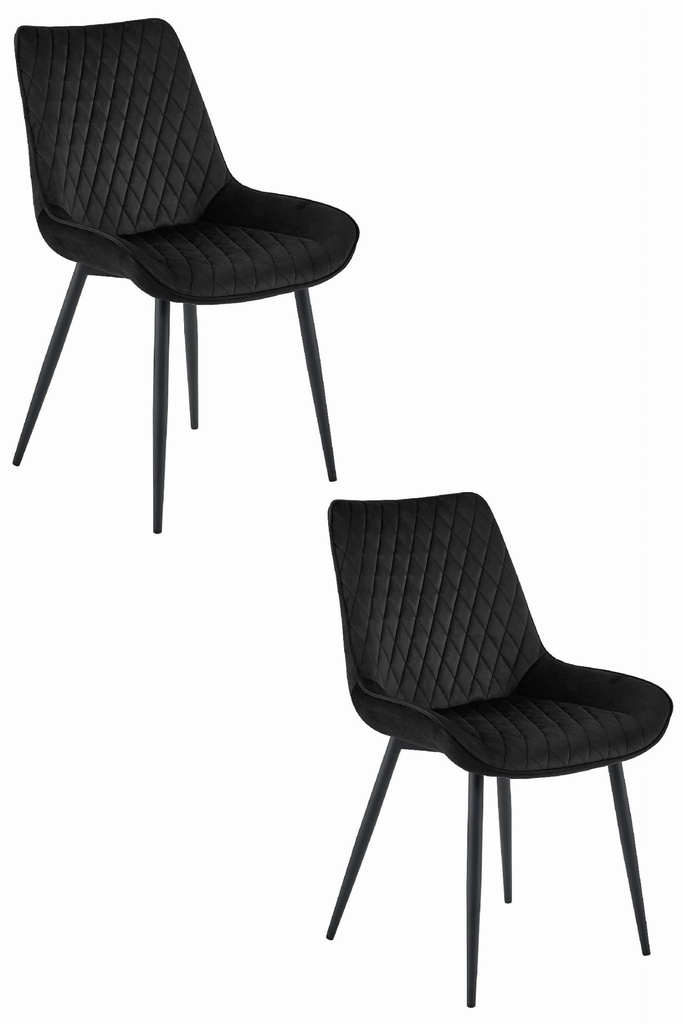 VERDO Stuhl – schwarzer Samt / schwarze Beine x 2