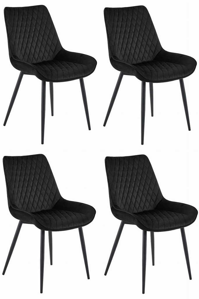 VERDO Stuhl – schwarzer Samt / schwarze Beine x 4