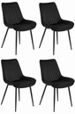 VERDO Stuhl – schwarzer Samt / schwarze Beine x 4