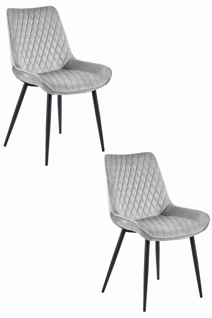 VERDO Stuhl – silbergrauer Samt / schwarze Beine x 2