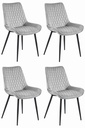 VERDO Stuhl – silbergrauer Samt / schwarze Beine x 4