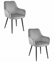 SOLDEN Stuhl – silbergrauer Samt / schwarze Beine x 2