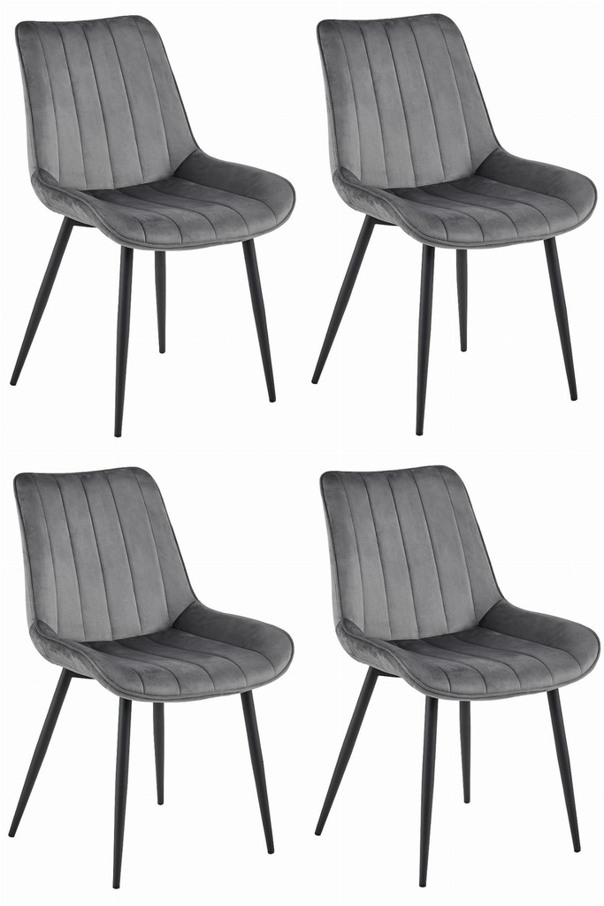 SOSA Stuhl – dunkelgrauer Samt / schwarze Beine x 4