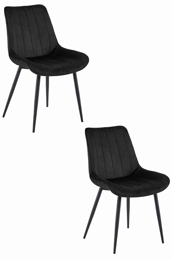 SOSA Stuhl – schwarzer Samt / schwarze Beine x 2