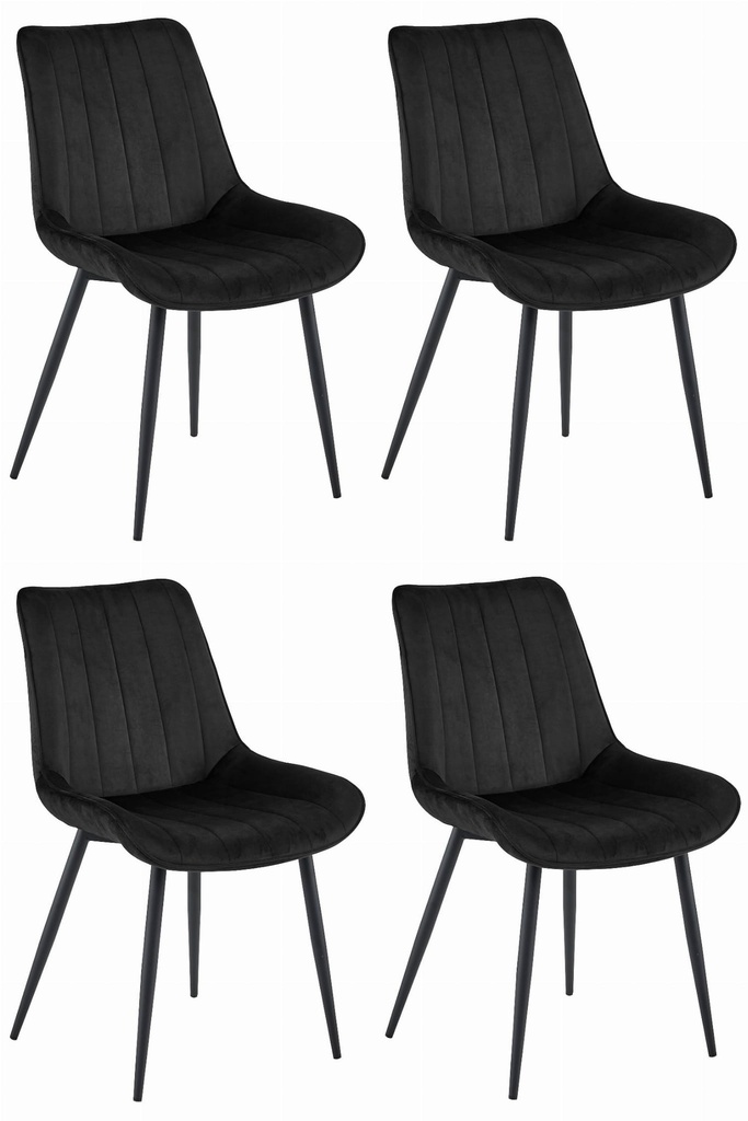 SOSA Stuhl – schwarzer Samt / schwarze Beine x 4