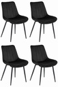 SOSA Stuhl – schwarzer Samt / schwarze Beine x 4