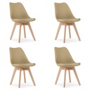 MARK Stuhl – Dunkelbeige / Naturbeine x 4