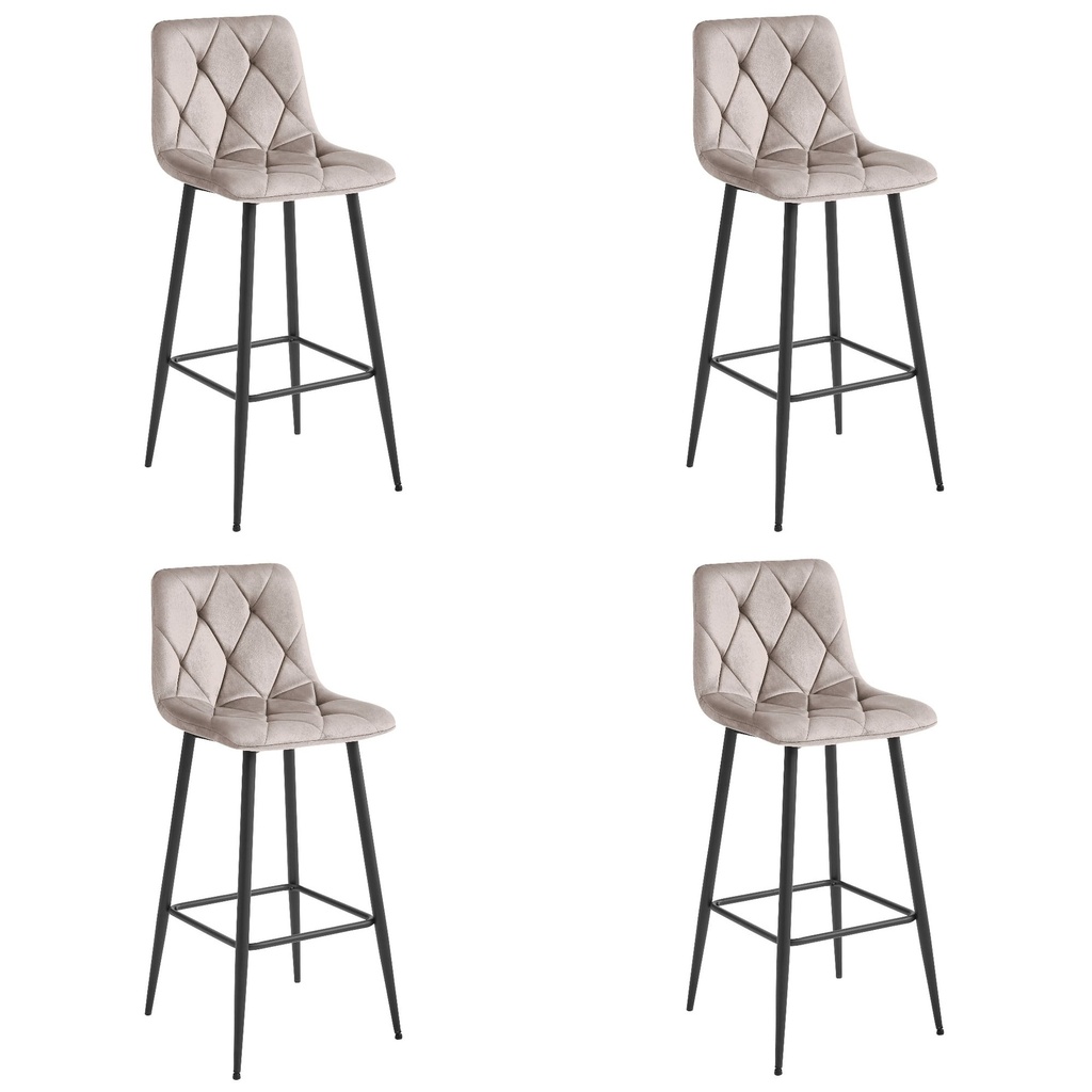 NADO Hocker – dunkelbeiger Samt / schwarze Beine x 4