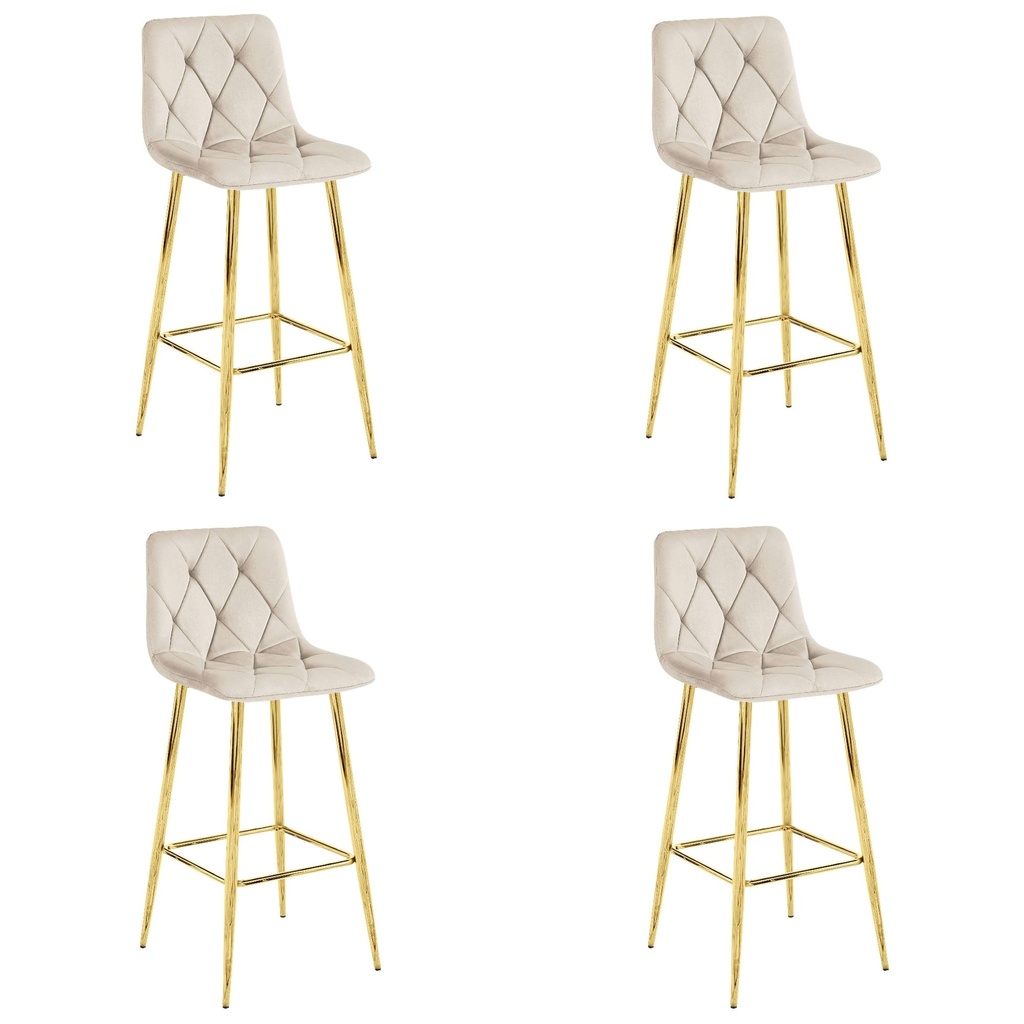 NADO Hocker – beige Samt / GOLDBeine x 4