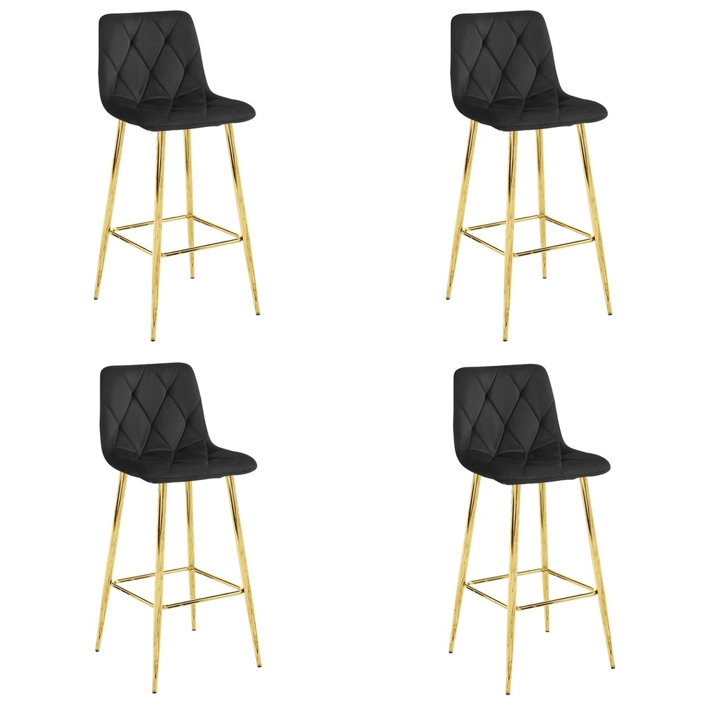 NADO Hocker – schwarzer Samt / GOLDBeine x 4