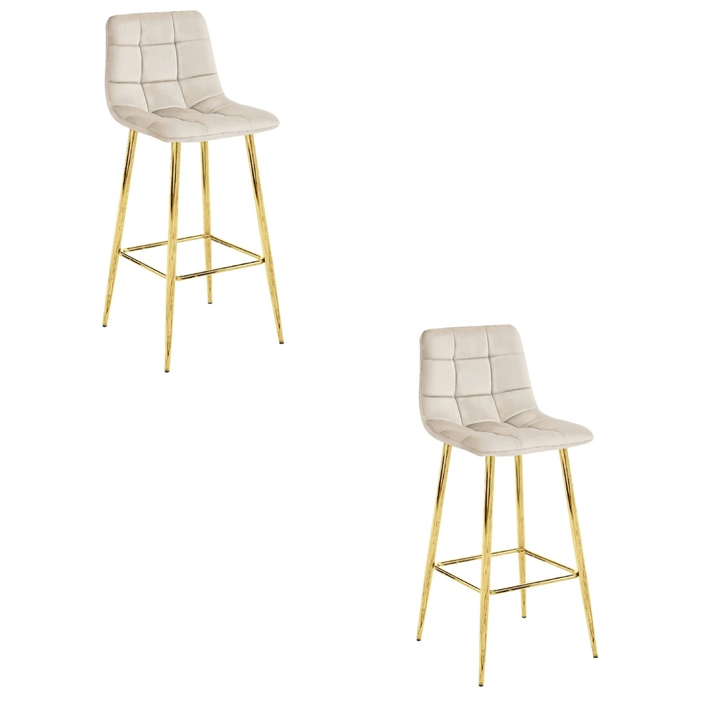 ARCETO Hocker – beige Samt / GOLDBeine x 2