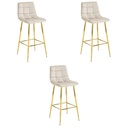 ARCETO Hocker – beige Samt / GOLDBeine x 3